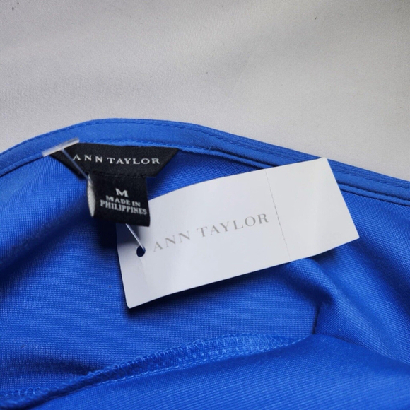 Ann Taylor Dress Womens M Blue Sleeveless Belted Dress - Picture 12 of 13